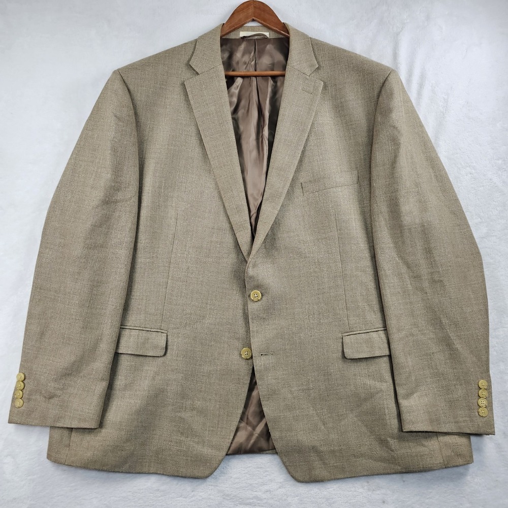 Ralph Lauren LRL Blazer Men's 52R Sport Coat Jacket Polyester Linen Blend Beige - Picture 2 of 11